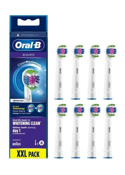 Насадки для зубної щітки Braun 3D White 8 шт. (EB18) Oral-B (266039171)