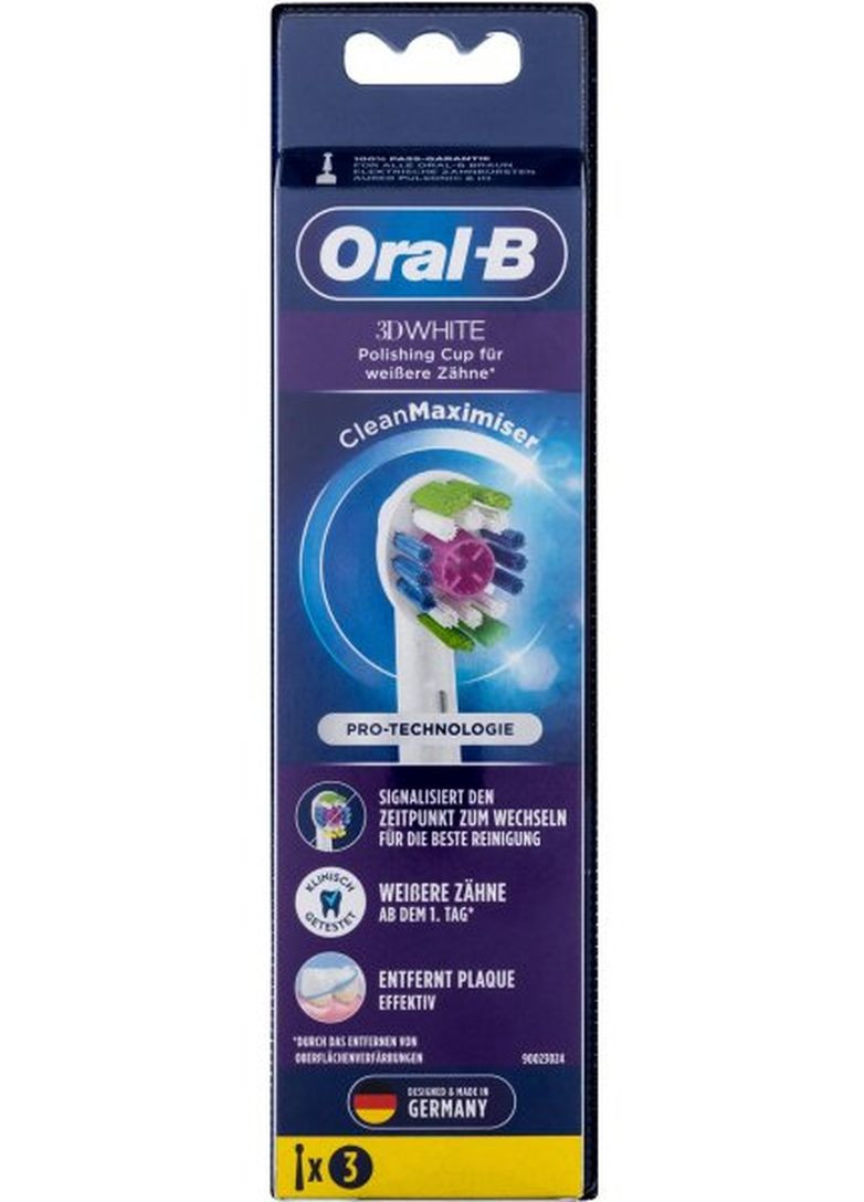 Насадки для зубної щітки Braun 3D White 3 шт. (EB18) Oral-B (266039182)