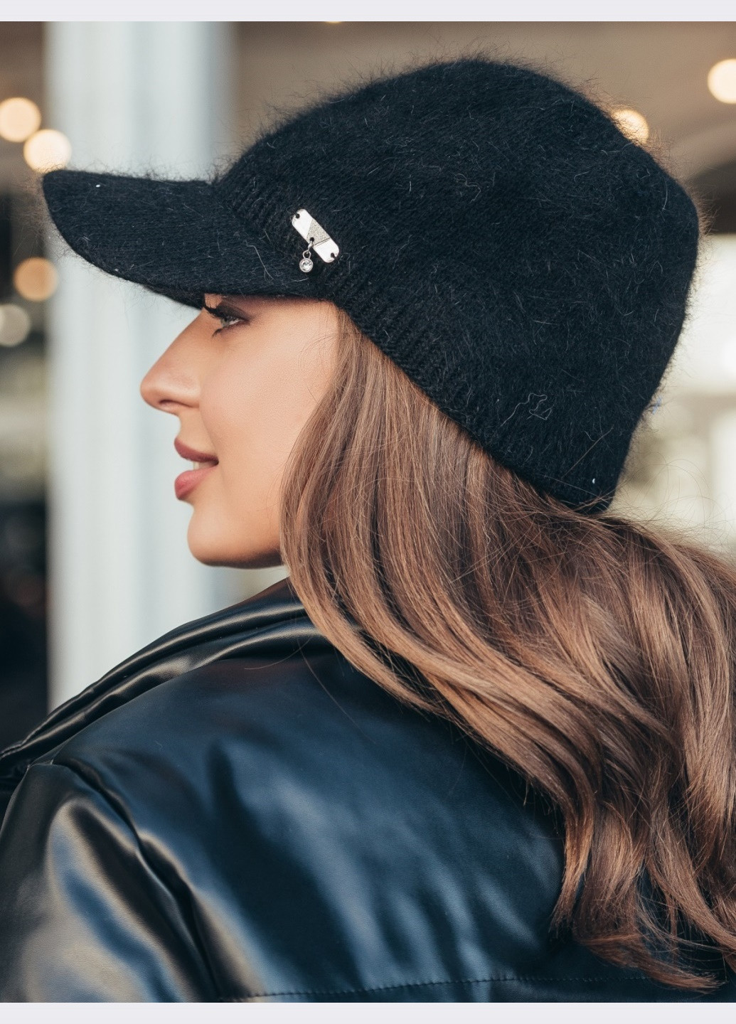 вязаная кепка из шерсти кролика чёрная Dressa (266622486)