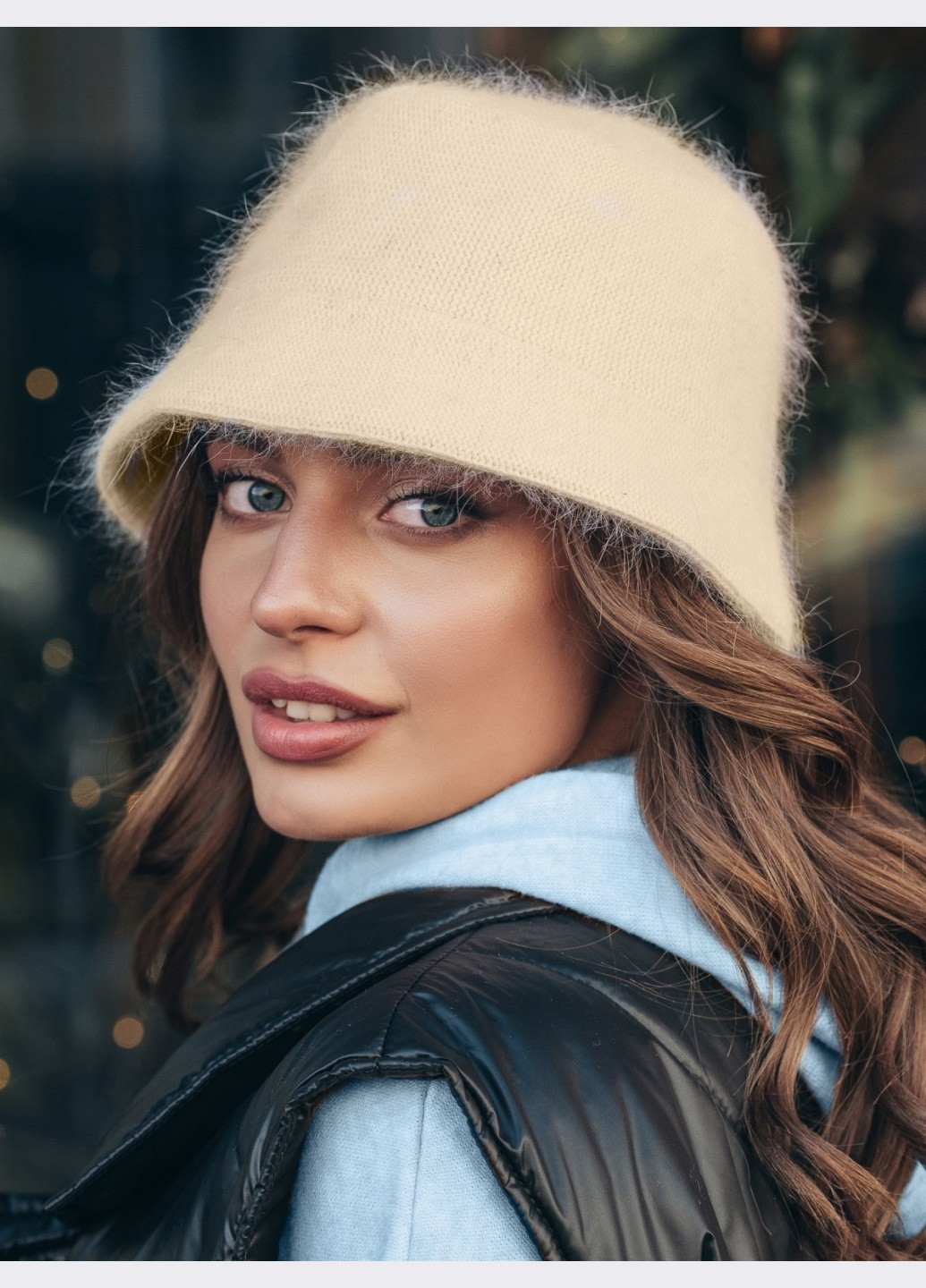 бежева панама з вовни кролика на флісі Dressa (266622496)