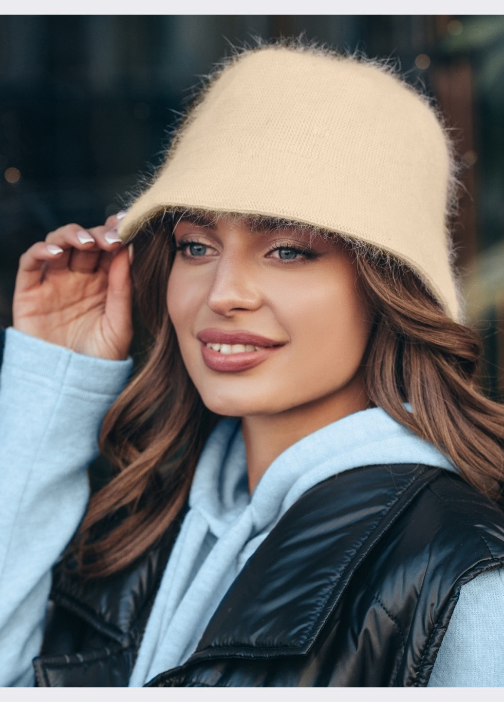 бежева панама з вовни кролика на флісі Dressa (266622496)