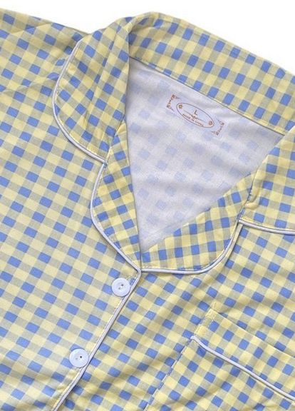 Комбінована всесезон піжама жіноча картата бандерівка bonntee xxl 48 жовто-блакитний No Brand