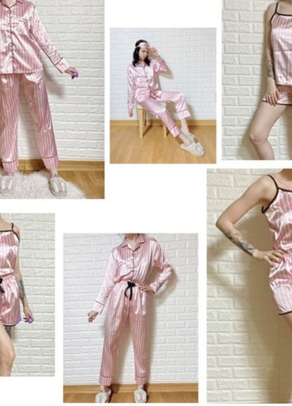 Рожева всесезон піжама жіноча комплект рожевий з смужками july's song розмір xl 50 No Brand