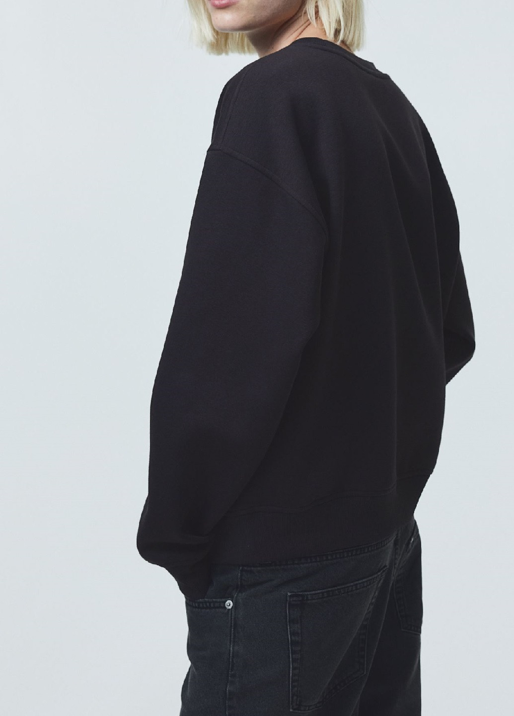Свитшот H&M - крой рисунок черный кэжуал - (265912576)
