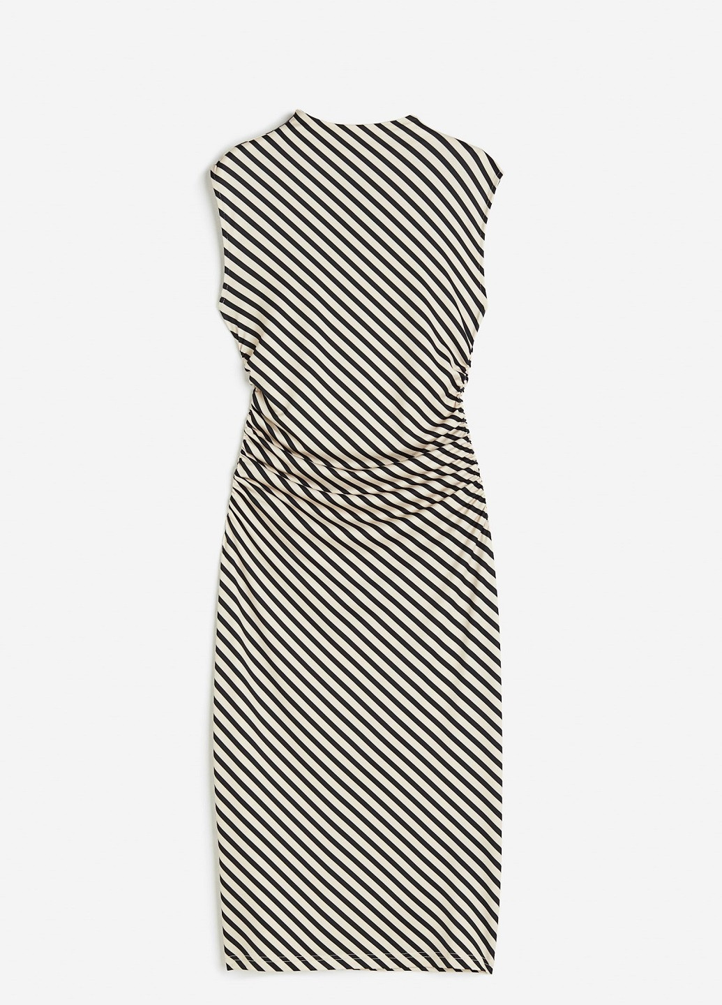 Светло-бежевое деловое платье H&M в полоску