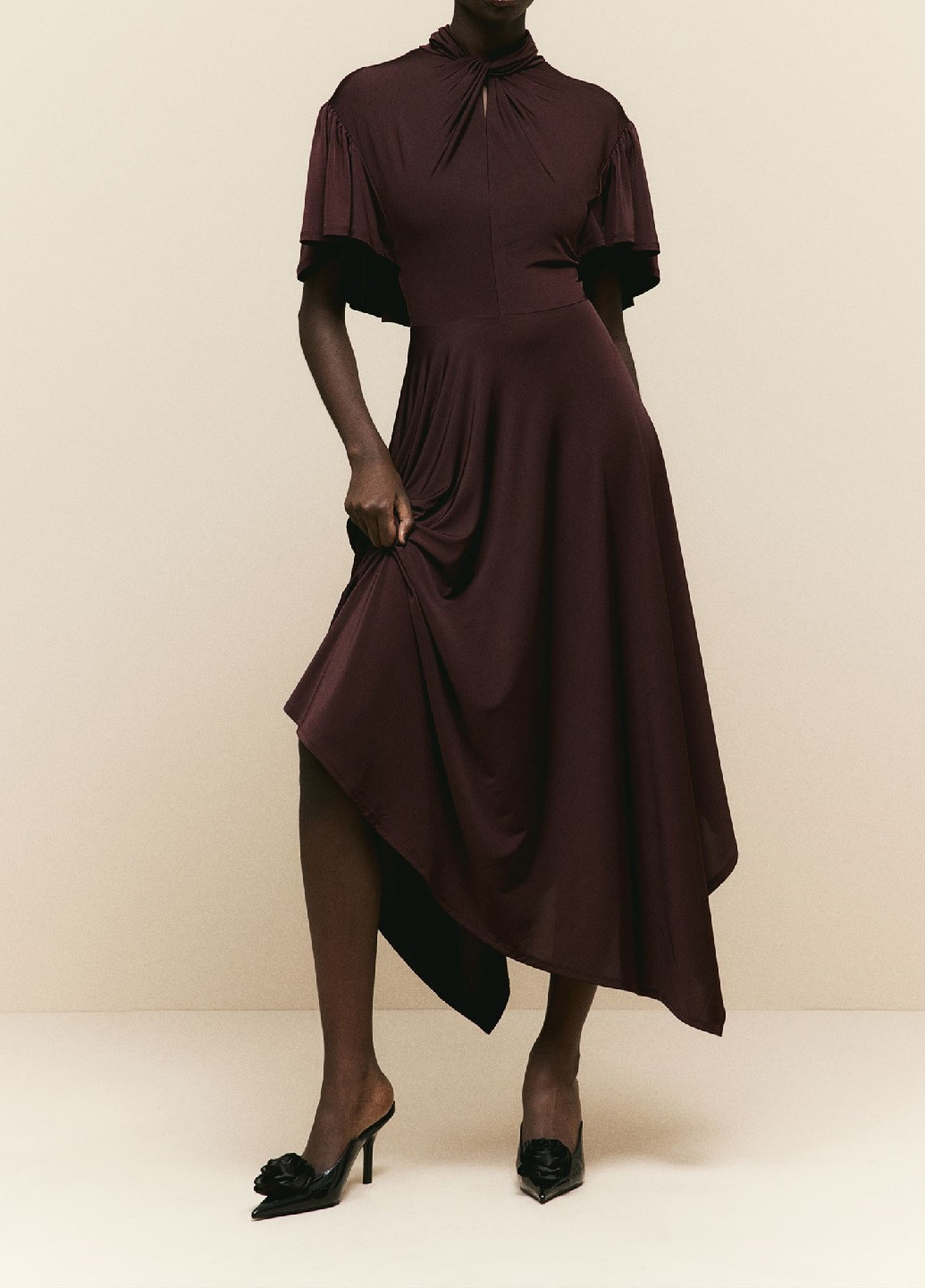 Бордова святковий сукня H&M однотонна