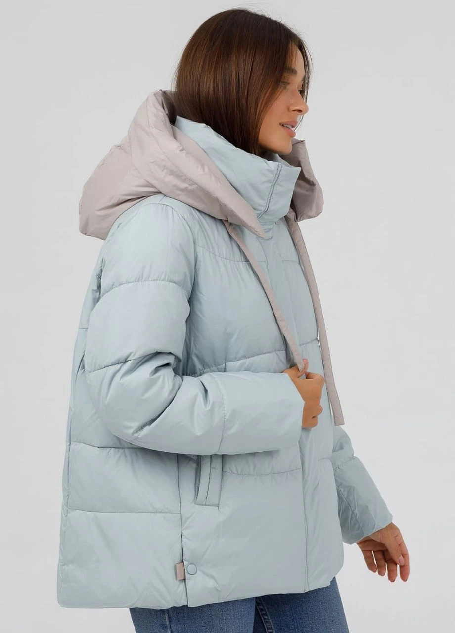 Голубая зимняя куртка-зефирка oversize тиффани Lora