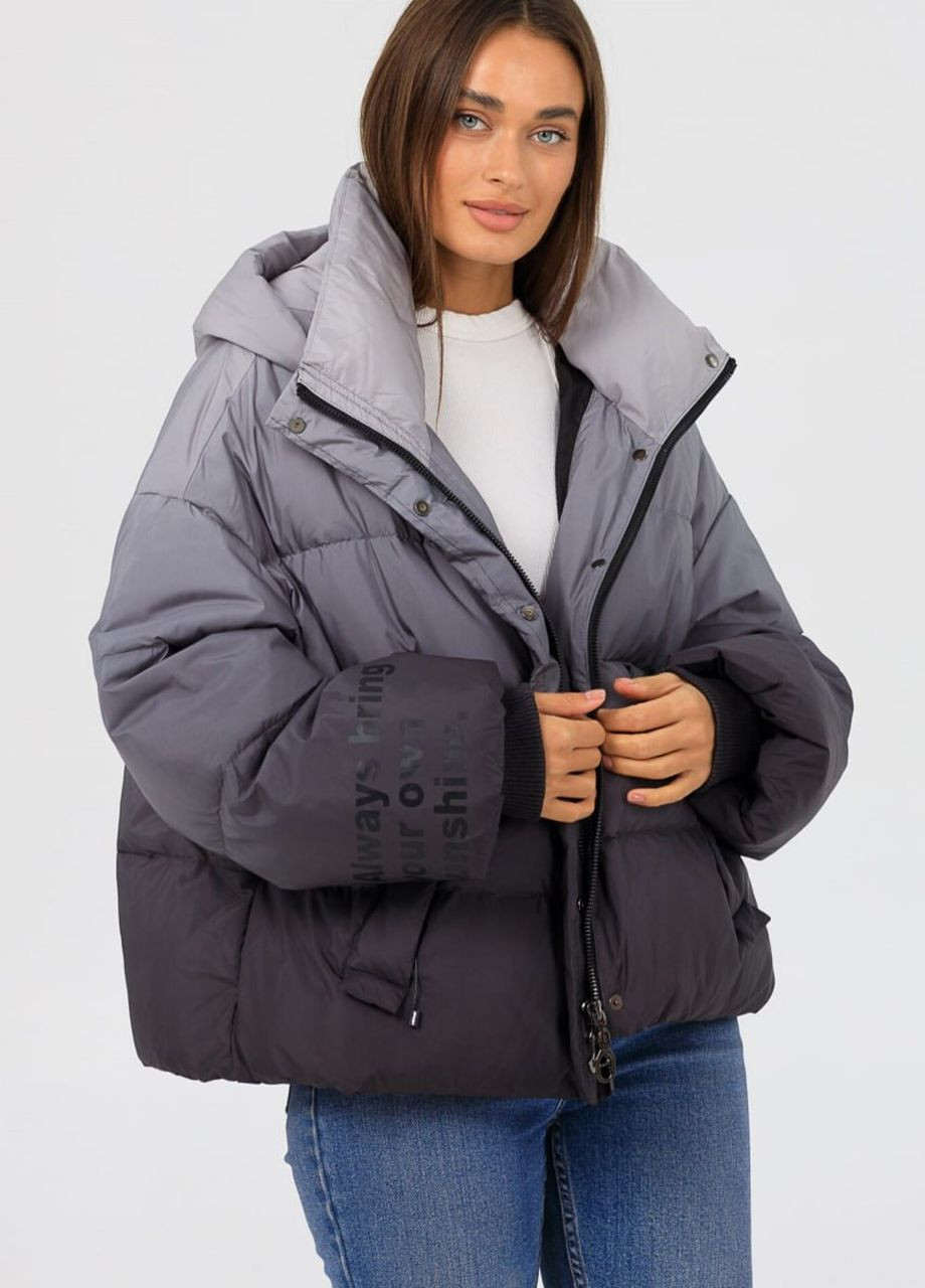 Графитовая зимняя пуховая куртка оверсайз графитовый Black