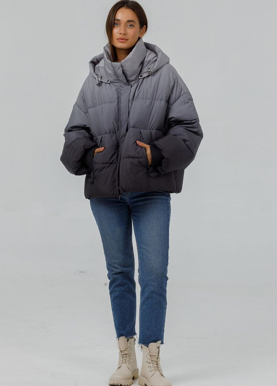 Графитовая зимняя пуховая куртка оверсайз графитовый Black