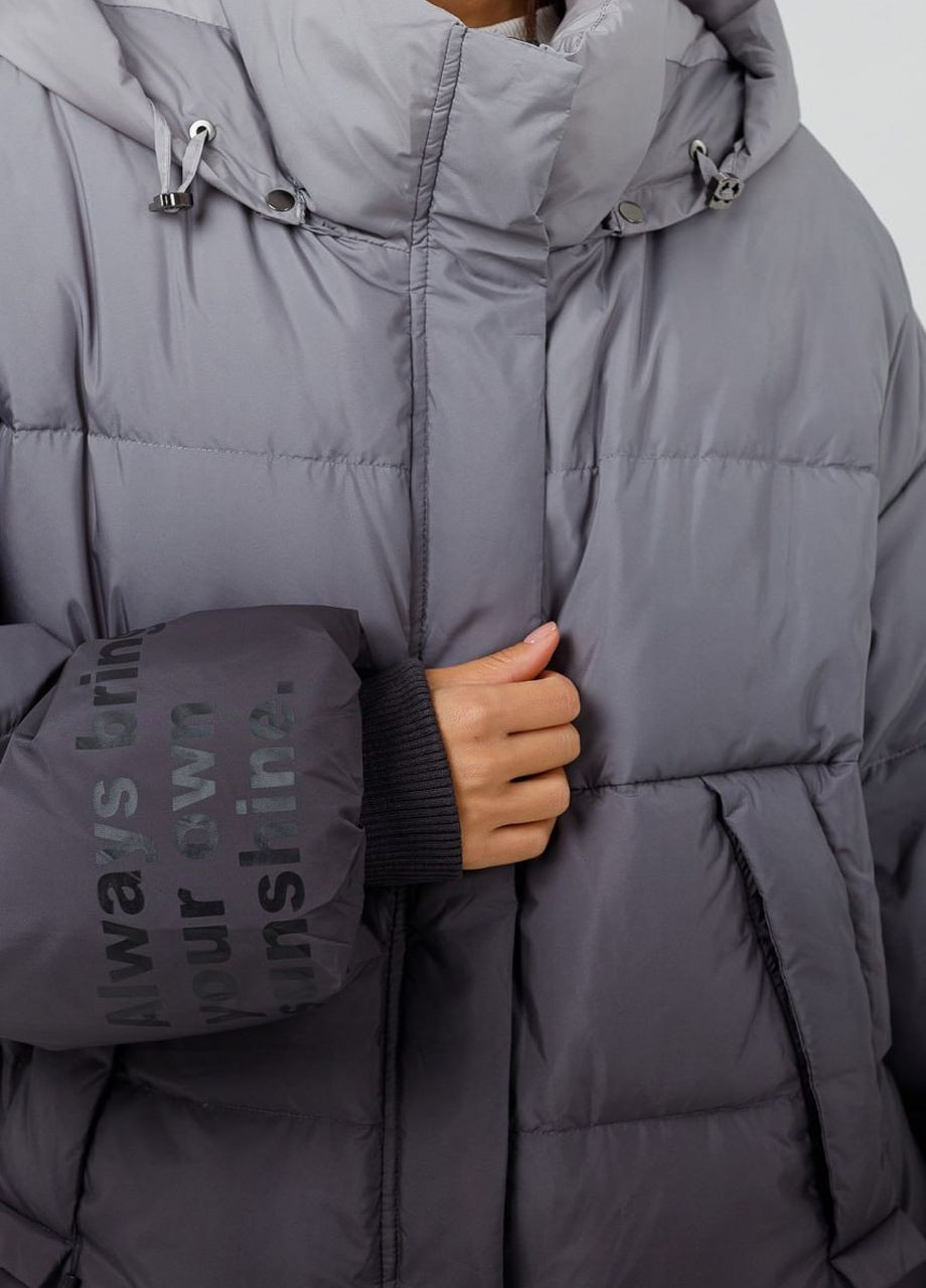 Графитовая зимняя пуховая куртка оверсайз графитовый Black