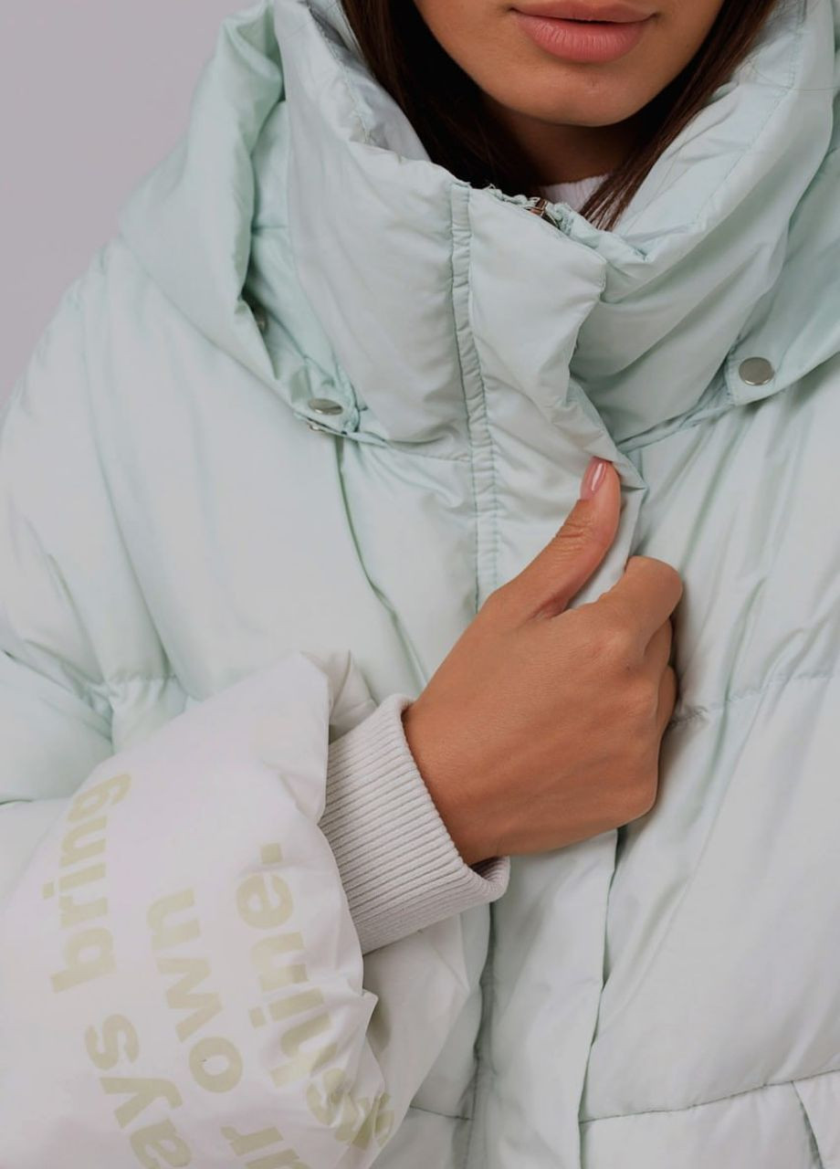 Белая зимняя пуховая куртка оверсайз айвори Black