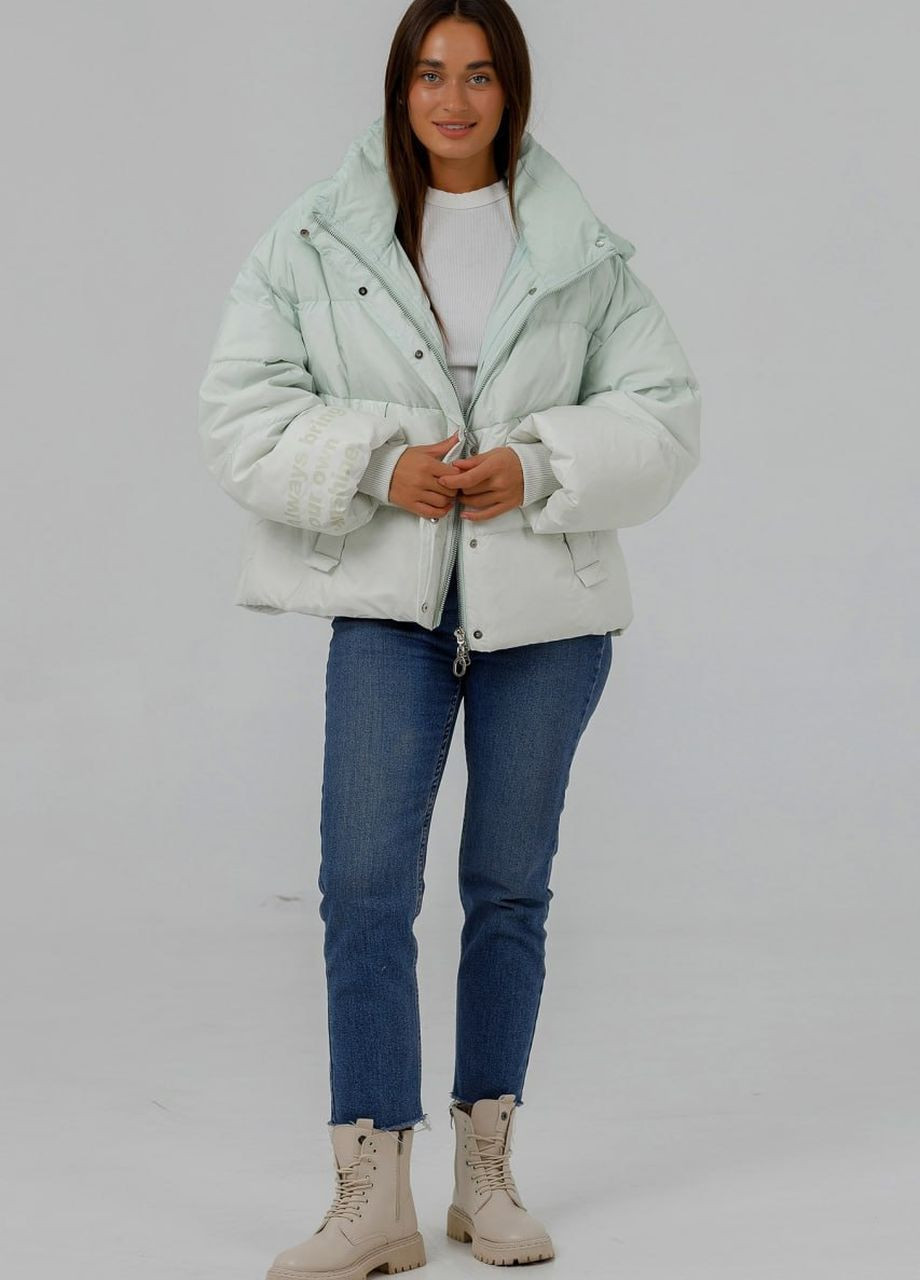 Белая зимняя пуховая куртка оверсайз айвори Black