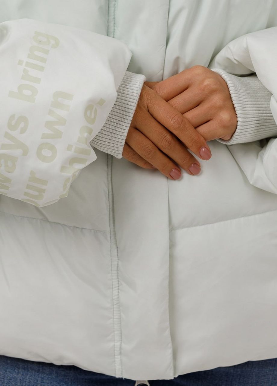 Белая зимняя пуховая куртка оверсайз айвори Black