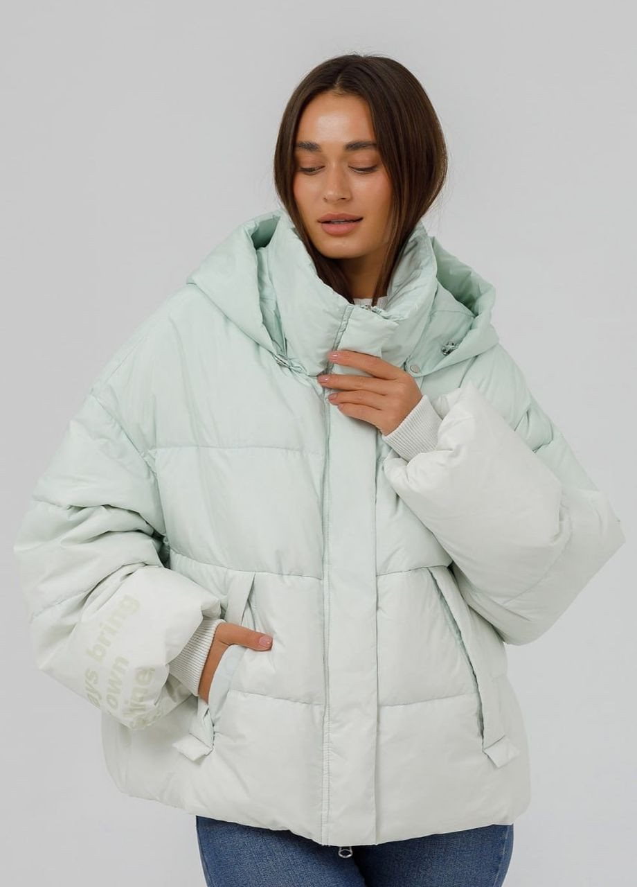 Белая зимняя пуховая куртка оверсайз айвори Black