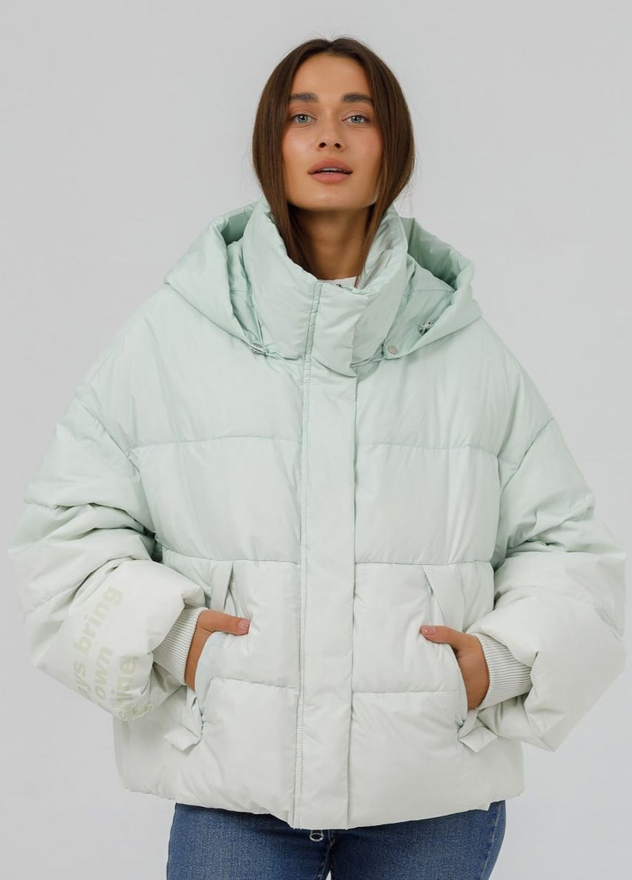 Белая зимняя пуховая куртка оверсайз айвори Black