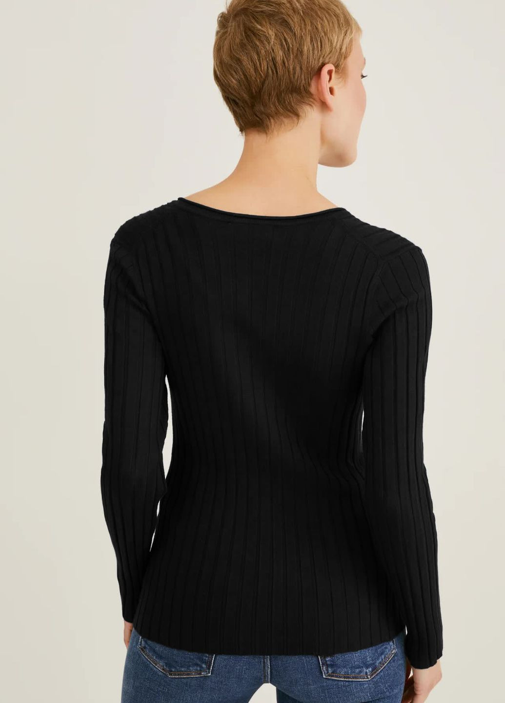 Черный демисезонный пуловер в рубчик C&A