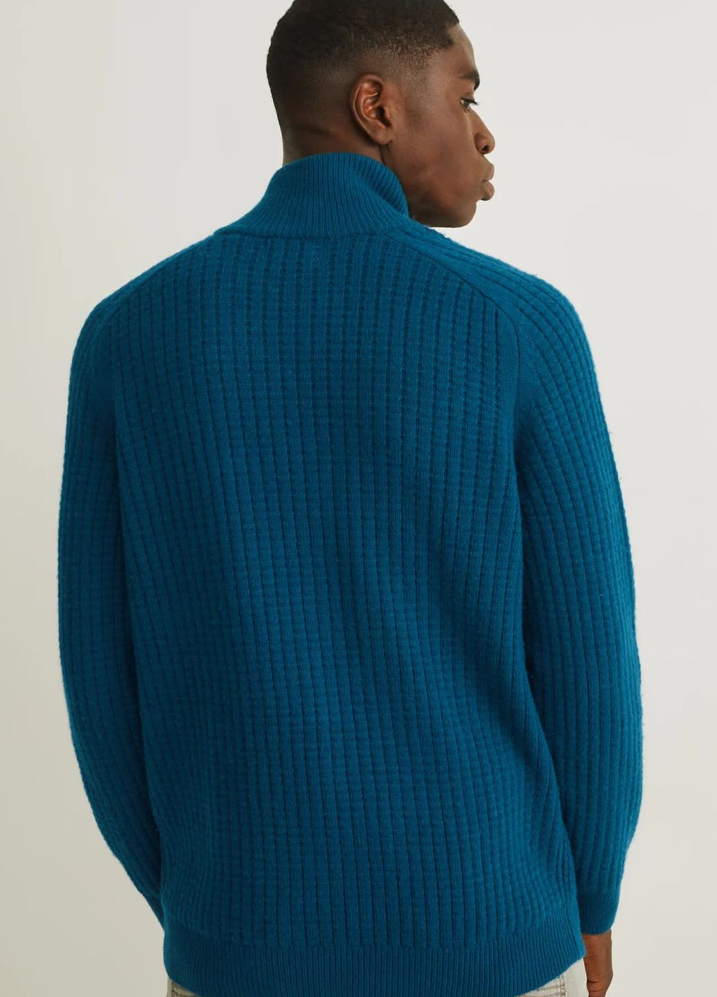 Синий демисезонный зип-свитер из шерсти C&A