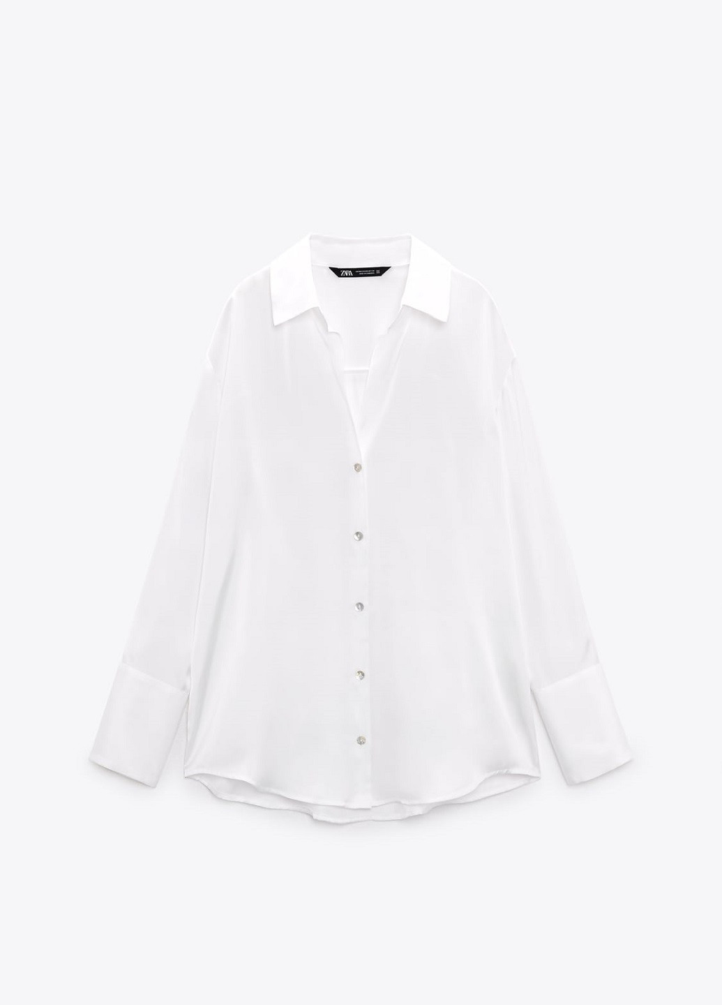 Белая кэжуал рубашка однотонная Zara