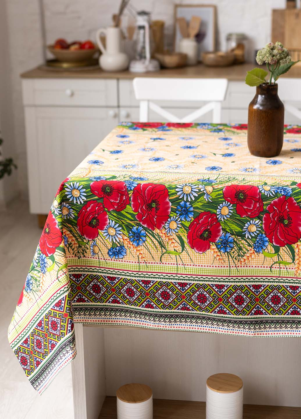 Скатерть льняная "Колосок" 1.5м х 1.1м (кухонный стол) Homedec - (266138632)