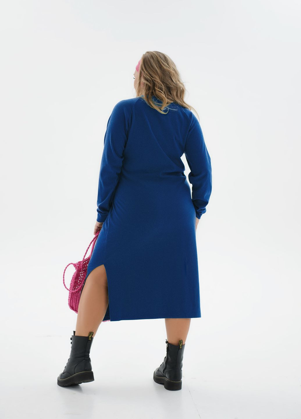 Синее повседневный платье Minova однотонное