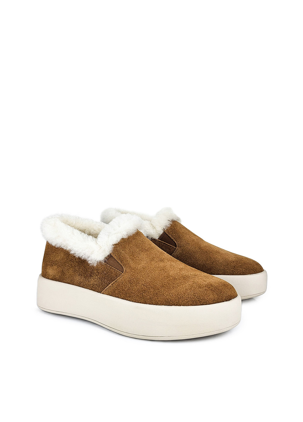 Зимние замшевые лоферы на платформе зимние коричневые,, 36 Berkonty с мехом из натуральной замши