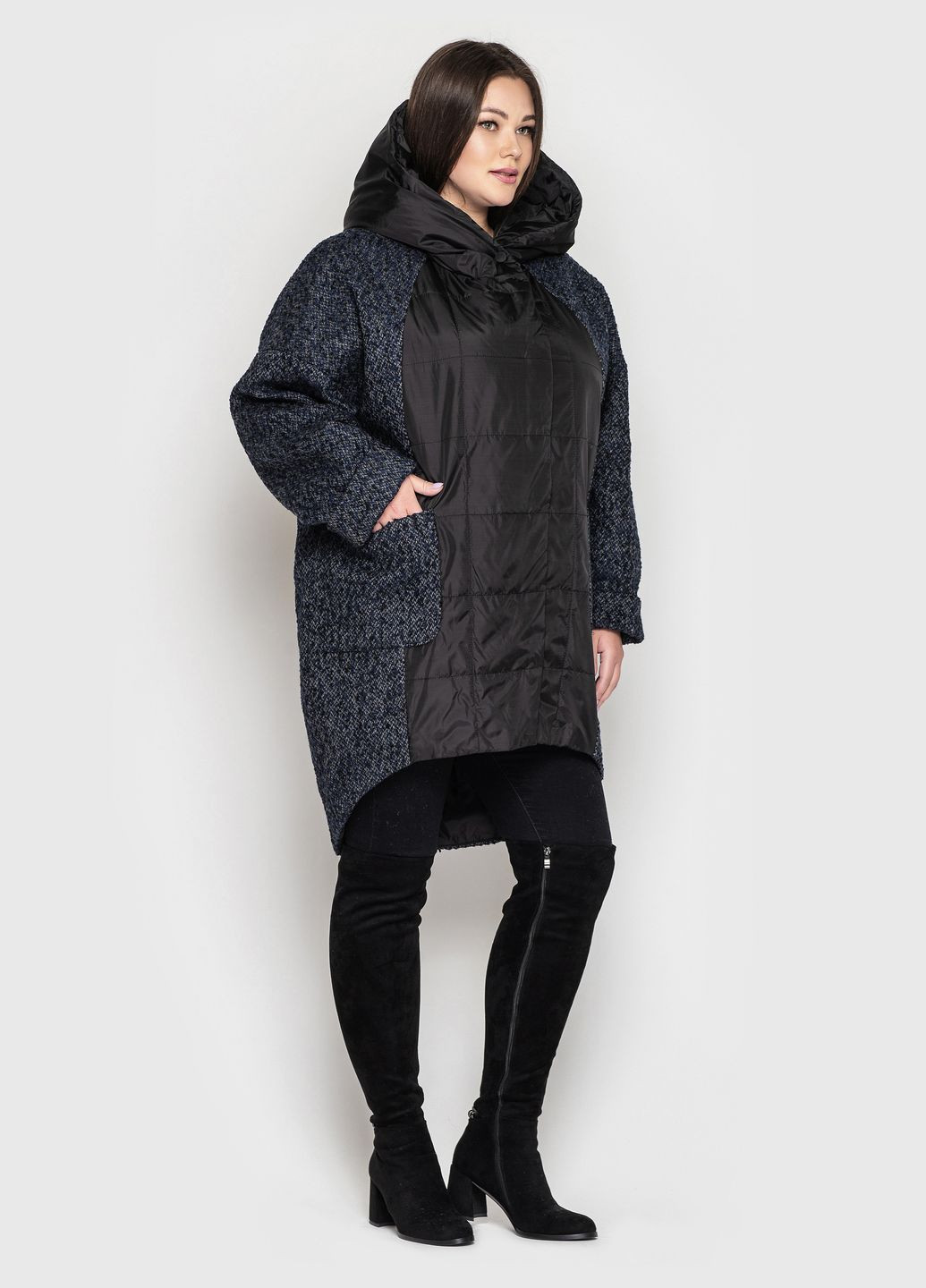 Темно-синяя зимняя пальто в стиле оверсайз Welltre