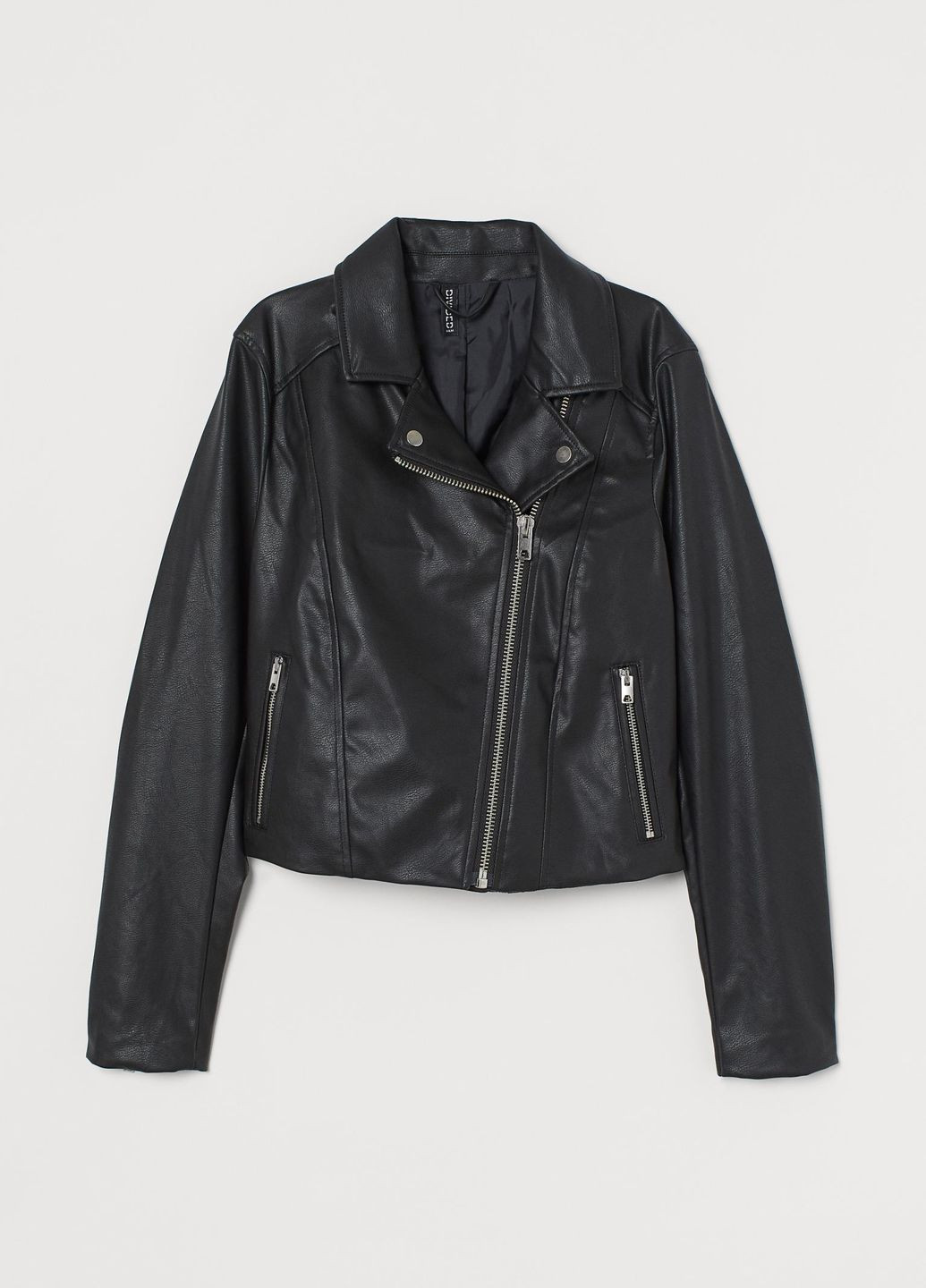Чорна демісезонна байкерська куртка чорний кежуал демісезон H&M