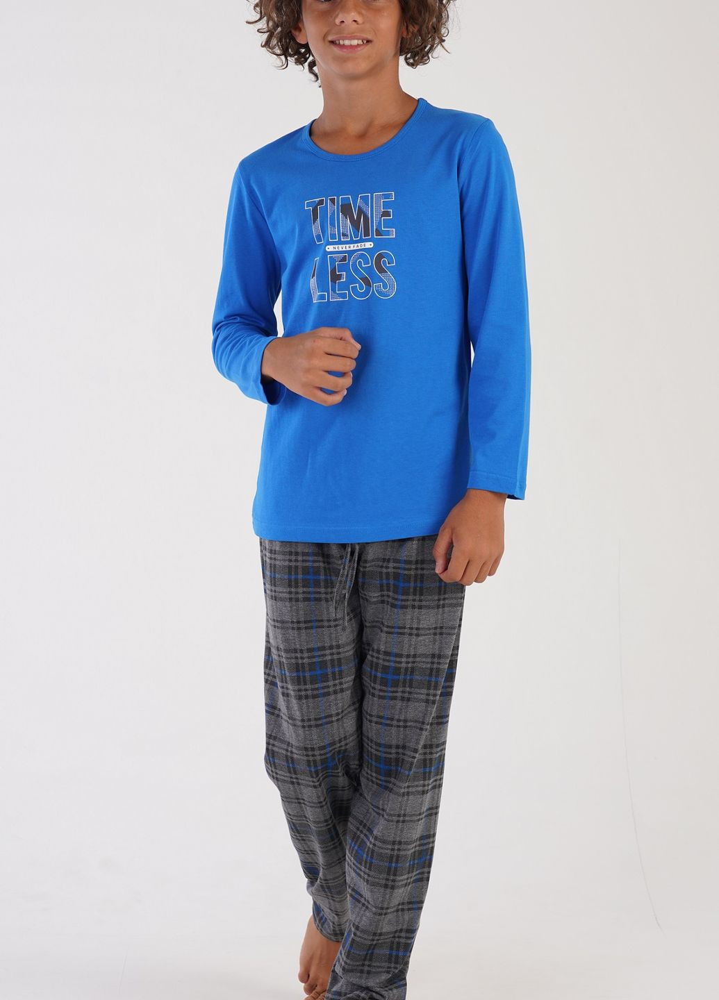 Синя всесезон піжама підліткова (лонгслів, штани) лонгслив + брюки Vienetta