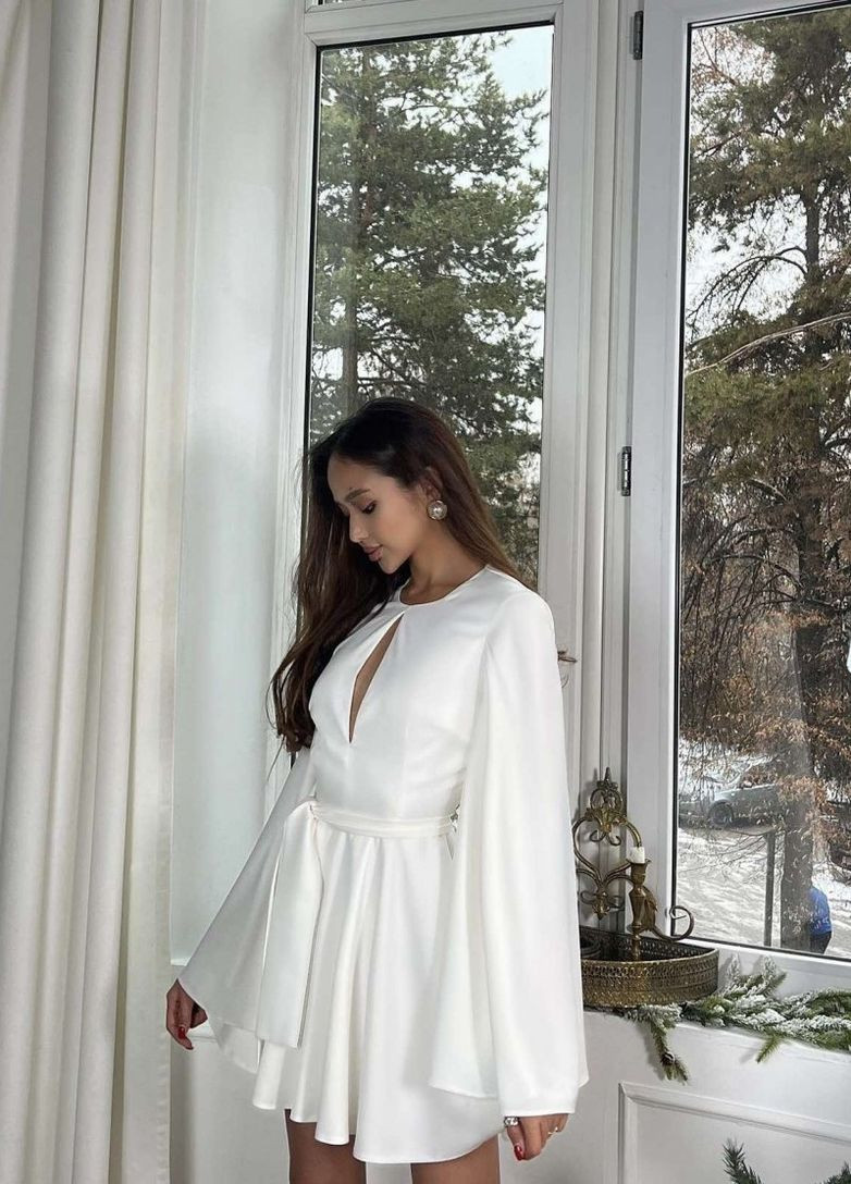 Білий вечірня плаття з спідницею-сонце FashionYouWant однотонна