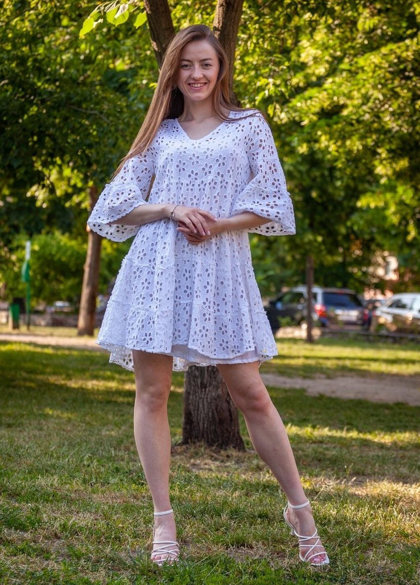 Белое пляжное платье COTTON однотонное