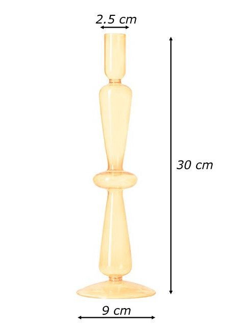 Подсвечник праздничный REMY-DEСOR стеклянный Ваакс желтого цвета для тонкой свечи высота 30 см декор для дома REMY-DECOR (266345123)