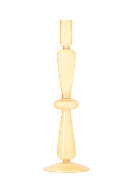 Подсвечник праздничный REMY-DEСOR стеклянный Ваакс желтого цвета для тонкой свечи высота 30 см декор для дома REMY-DECOR (266345123)