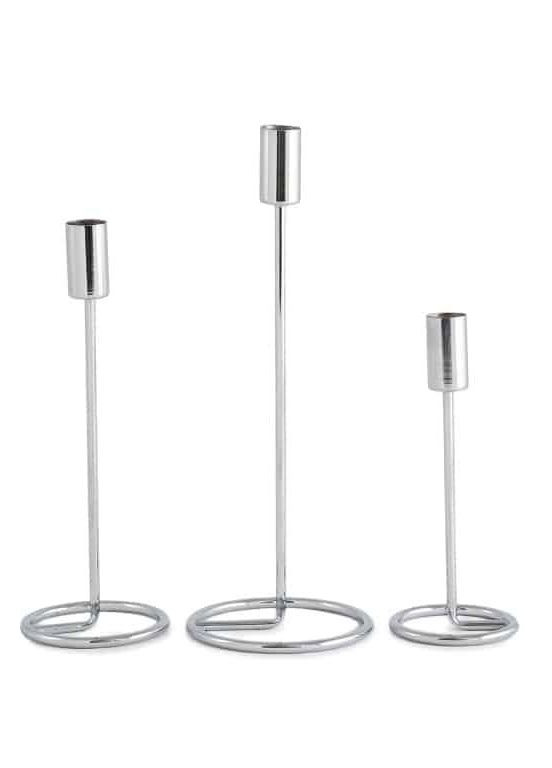 Підсвічники святкові REMY-DEСOR металеві Гуннар срібного кольору набір 3 шт. висота 18см 23см 28см REMY-DECOR (266345092)