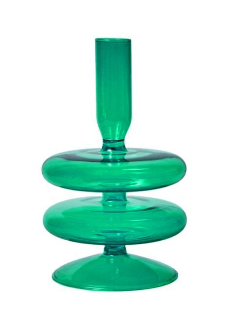Підсвічник святковий REMY-DEСOR скляний Теллі зеленого кольору для тонкої свічки висота 15 см декор для дому REMY-DECOR (266345102)