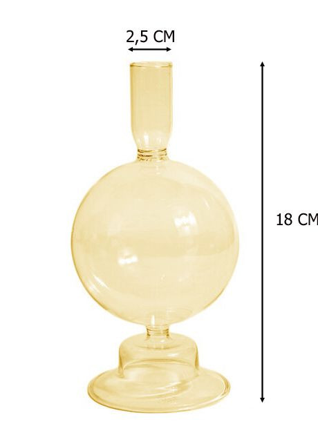 Подсвечник праздничный REMY-DEСOR стеклянный Балу желтого цвета для тонкой свечи высота 18 см декор для дома REMY-DECOR (266345148)