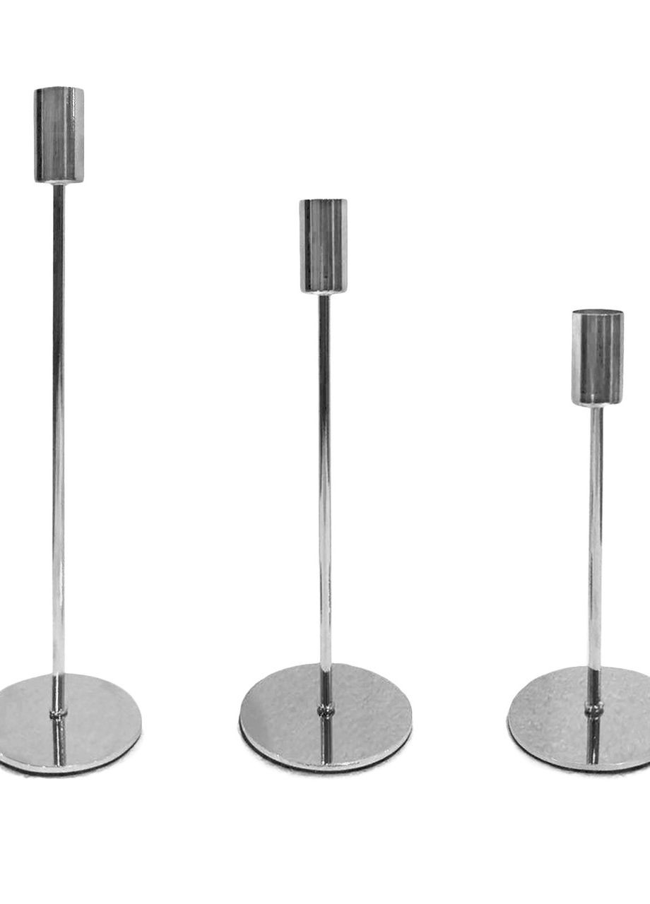 Подсвечник праздничный REMY-DEСOR металлический Стокгольм серебряного цвета для тонкой свечи высота 19см декор REMY-DECOR (266345110)