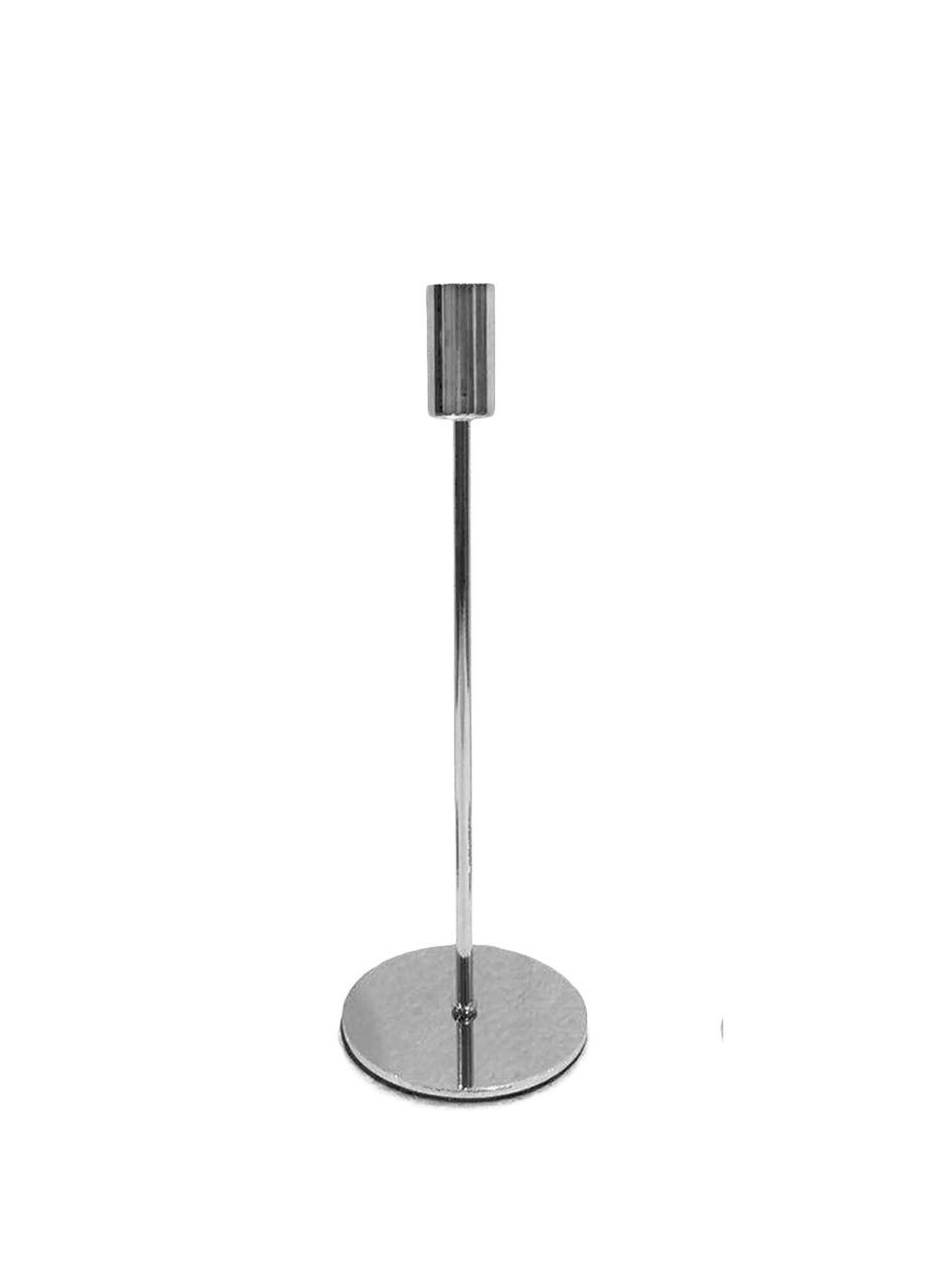 Подсвечник праздничный REMY-DEСOR металлический Стокгольм серебряного цвета для тонкой свечи высота 24см декор REMY-DECOR (266345167)