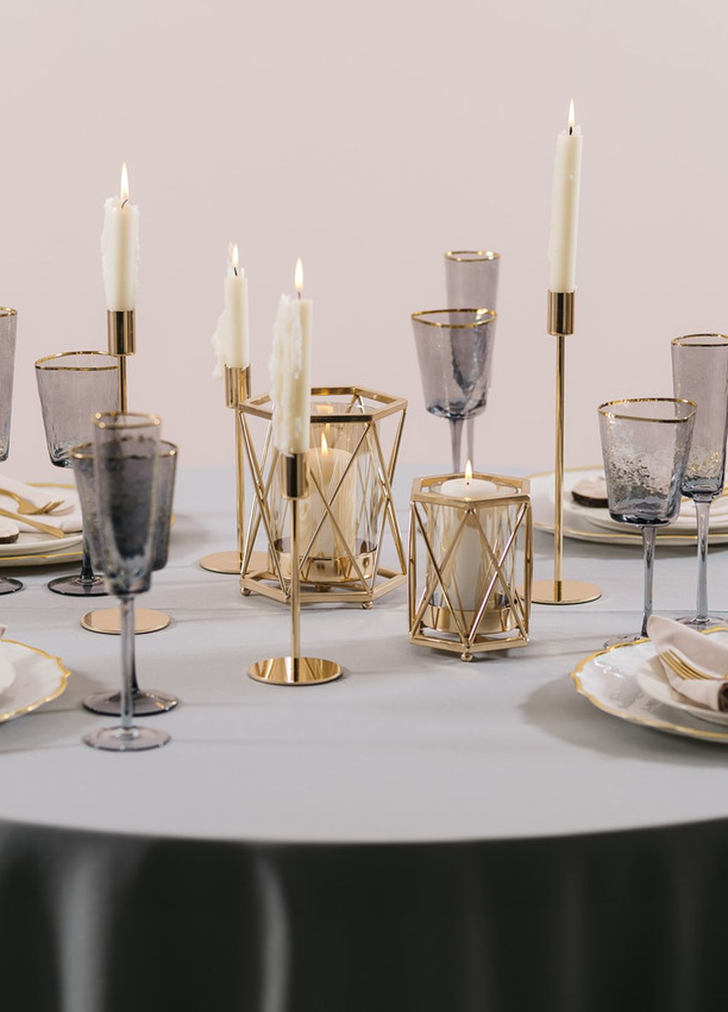Подсвечник праздничный REMY-DEСOR металлический Стокгольм золотого цвета для тонкой свечи высота 29 см декор REMY-DECOR (266345183)