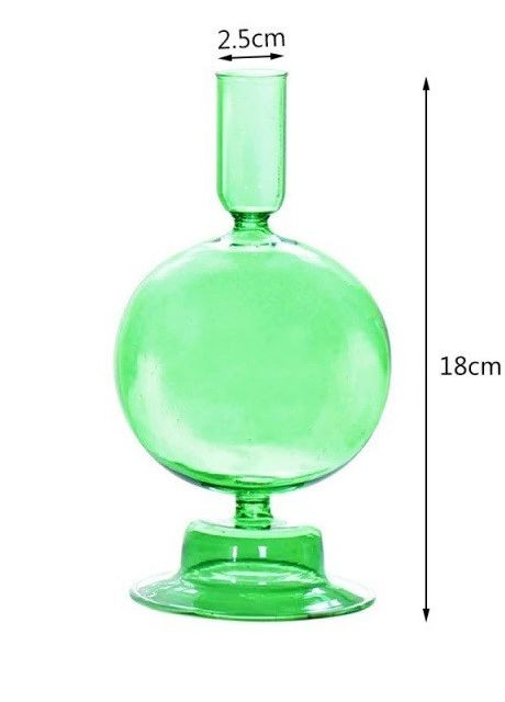 Підсвічник святковий REMY-DEСOR скляний Балу зеленого кольору для тонкої свічки висота 18 см декор для дому REMY-DECOR (266345144)