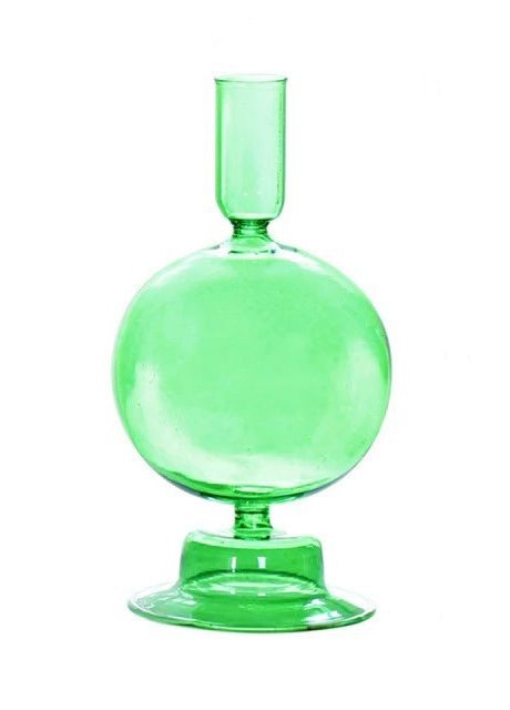 Підсвічник святковий REMY-DEСOR скляний Балу зеленого кольору для тонкої свічки висота 18 см декор для дому REMY-DECOR (266345144)