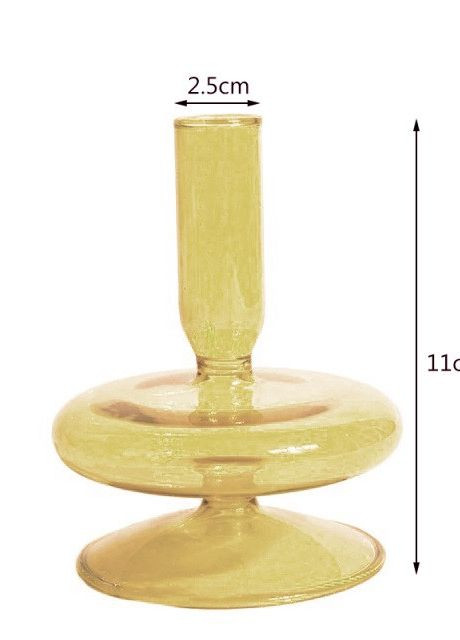 Підсвічник святковий REMY-DEСOR скляний Теллі жовтого кольору для тонкої свічки висота 11 см декор для дому REMY-DECOR (266345176)