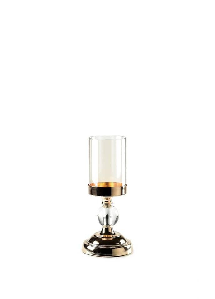 Підсвічник святковий REMY-DEСOR металевий Ватель золотого кольору зі скляною колбою висота 25 см декор REMY-DECOR (266345131)