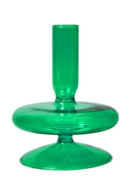 Подсвечник праздничный REMY-DEСOR стеклянный Телли зеленого цвета для тонкой свечи высота 11 см декор для дома REMY-DECOR (266345147)