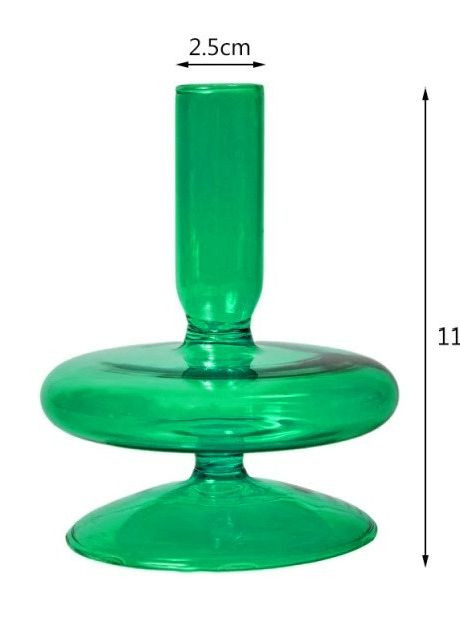 Підсвічник святковий REMY-DEСOR скляний Теллі зеленого кольору для тонкої свічки висота 11 см декор для дому REMY-DECOR (266345147)