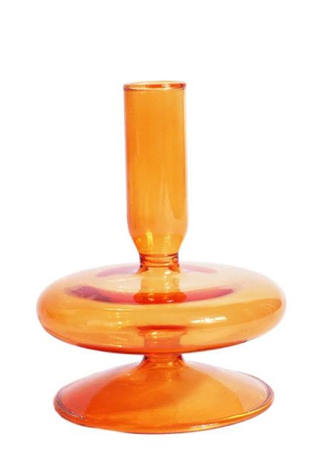 Подсвечник праздничный REMY-DEСOR стеклянный Телли оранжевого цвета для тонкой свечи высота 11 см декор дома REMY-DECOR (266345125)
