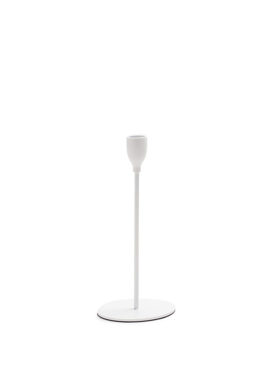 Подсвечник праздничный REMY-DEСOR металлический Гамлет белого цвета для тонкой свечи высота 23 см декор дома REMY-DECOR (266345105)