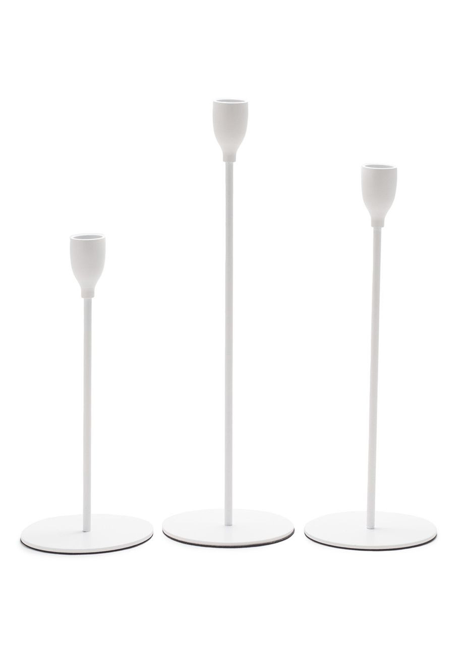 Підсвічник святковий REMY-DEСOR металевий Гамлет білого кольору для тонкої свічки висота 23 см декор дому REMY-DECOR (266345105)