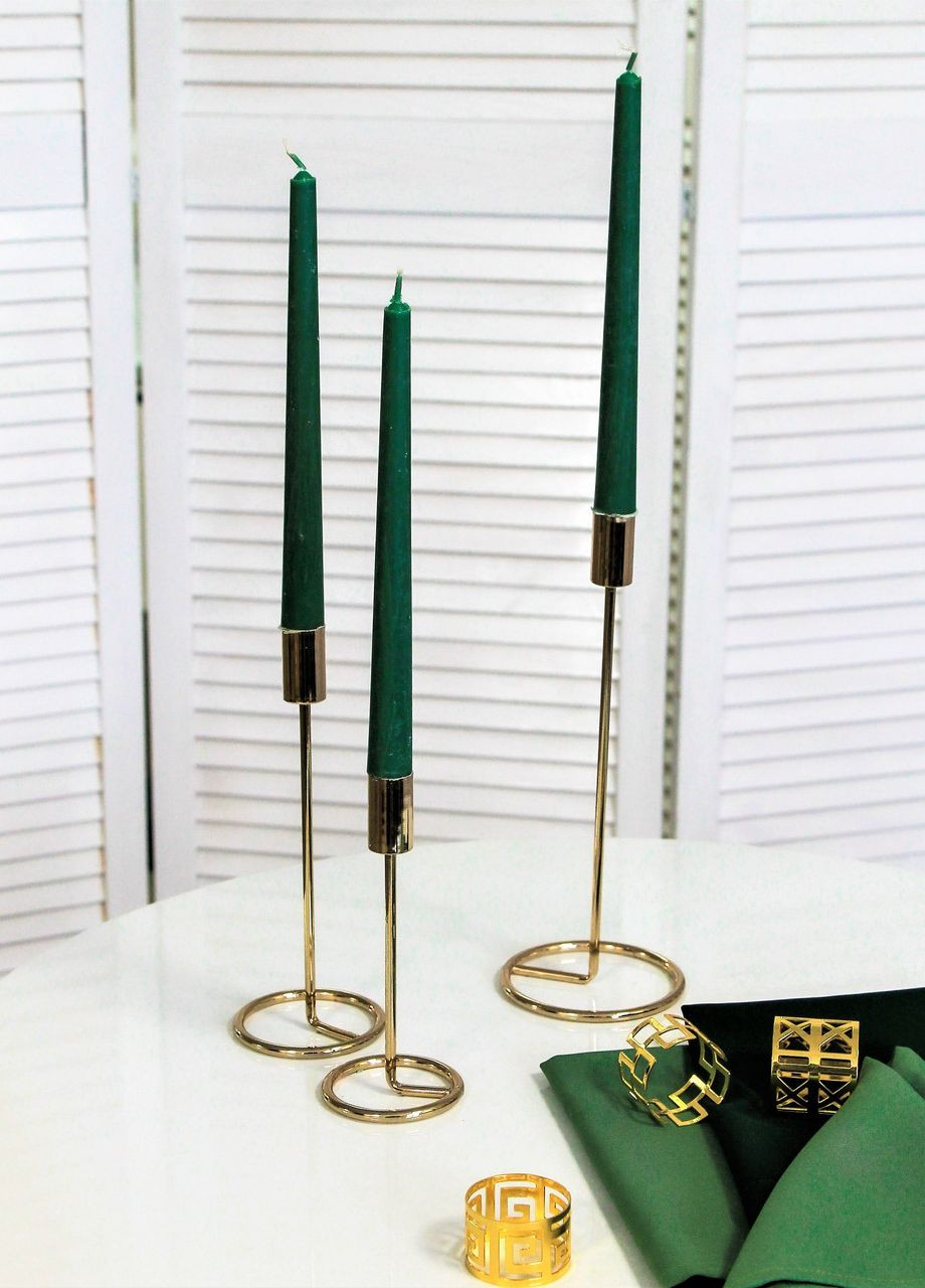 Підсвічник святковий REMY-DEСOR металевий Гуннар золотого кольору для тонкої свічки висота 23 см декор дому REMY-DECOR (266345103)