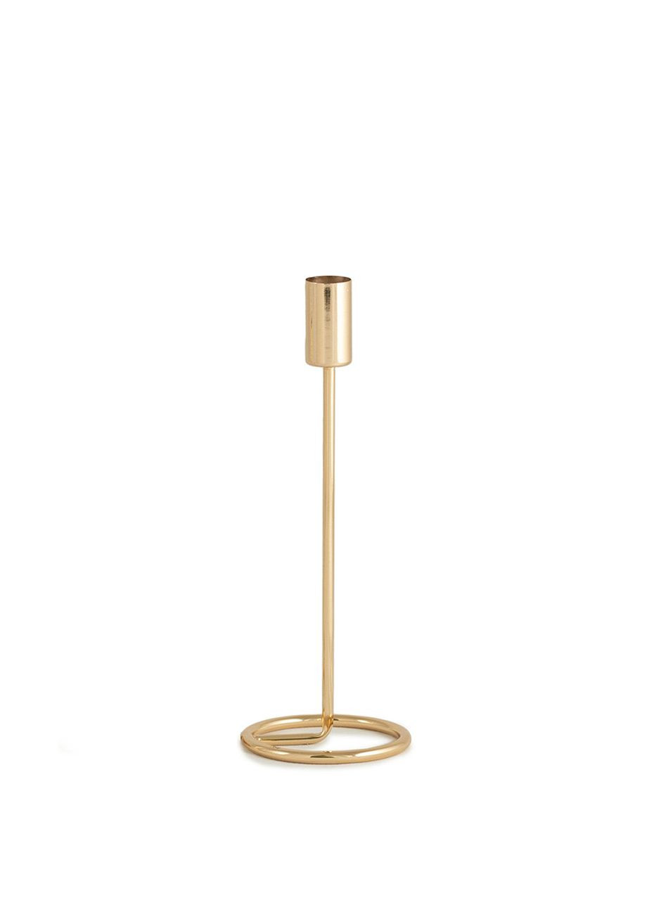 Підсвічник святковий REMY-DEСOR металевий Гуннар золотого кольору для тонкої свічки висота 23 см декор дому REMY-DECOR (266345103)