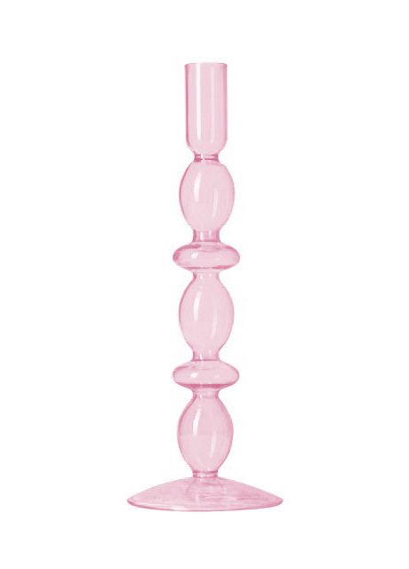 Підсвічник святковий REMY-DEСOR скляний Молді рожевого кольору для тонкої свічки висота 27 см декор для дому REMY-DECOR (266345089)